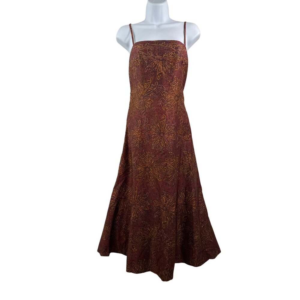 Peruvian Connection pima cotton floral print whimsigoth fall midi dress sz‎ 10